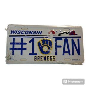 Milwaukee Brewers #1 Fan Wisconsin State Metal License Plate Vintage 2006 Logo